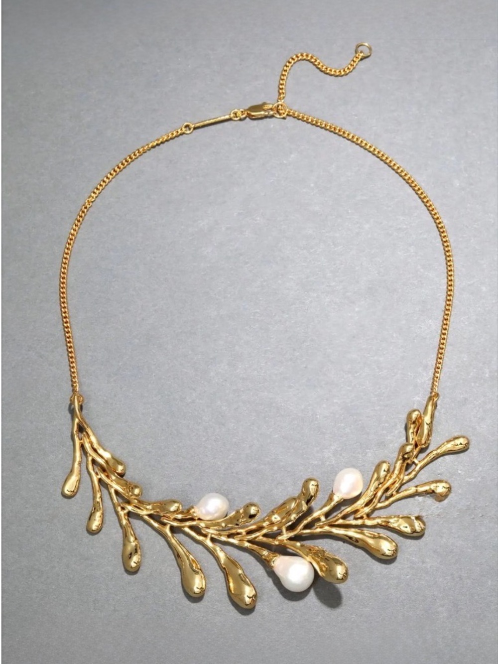 NEW Alexis Bittar Perla Freshwater Pearl Bib Necklace Gold Pearl AU09
